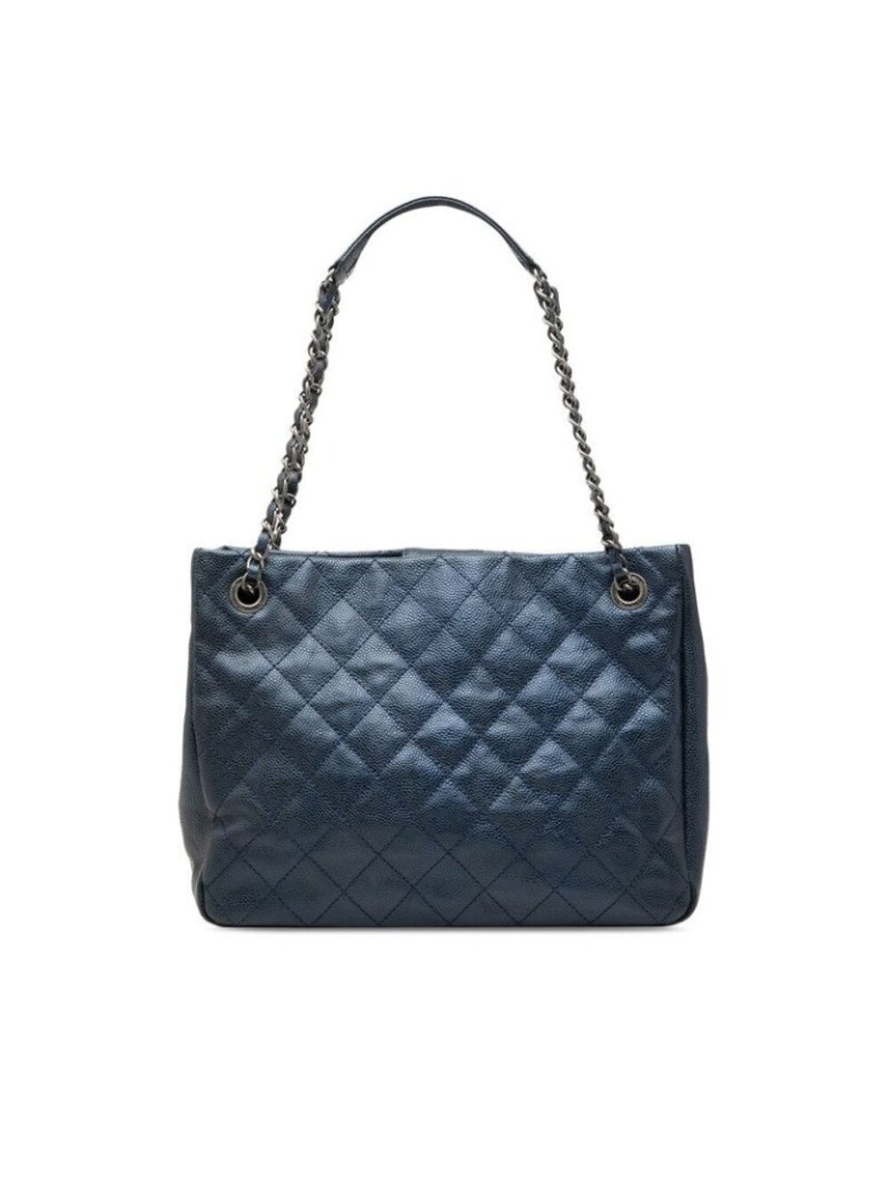 Chanel Quilted Tote Blue Caviar Leather